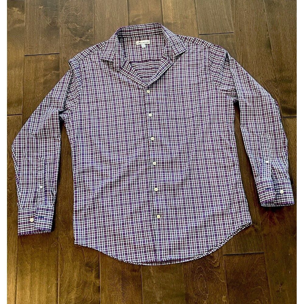 Peter Millar Shirt Mens Size L Plaid Nylon Stretch Performance Long Sleeve‎
